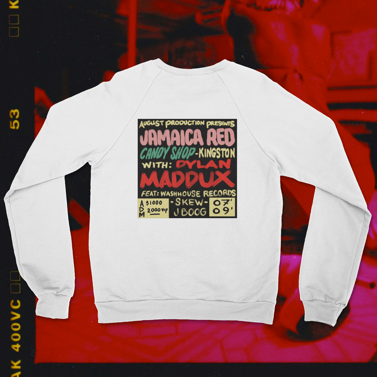 August x Dylan Maddux 'Jamaica Red' Crew Neck